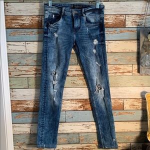 ZARA TRF Acid Wash Distressed Jeans